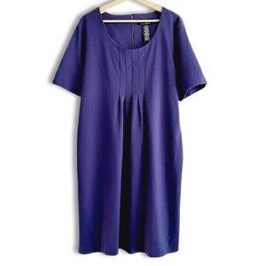 LENNIE Scoop Neck Midi Length Dress Soft Fabric Blue / Purple Sz XL Flawed